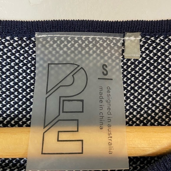 PE NATION RESERVE OVERSIZED JACQUARD-KNIT SWEATSHIRT IN NAVY Spell out Top - Picture 5 of 9